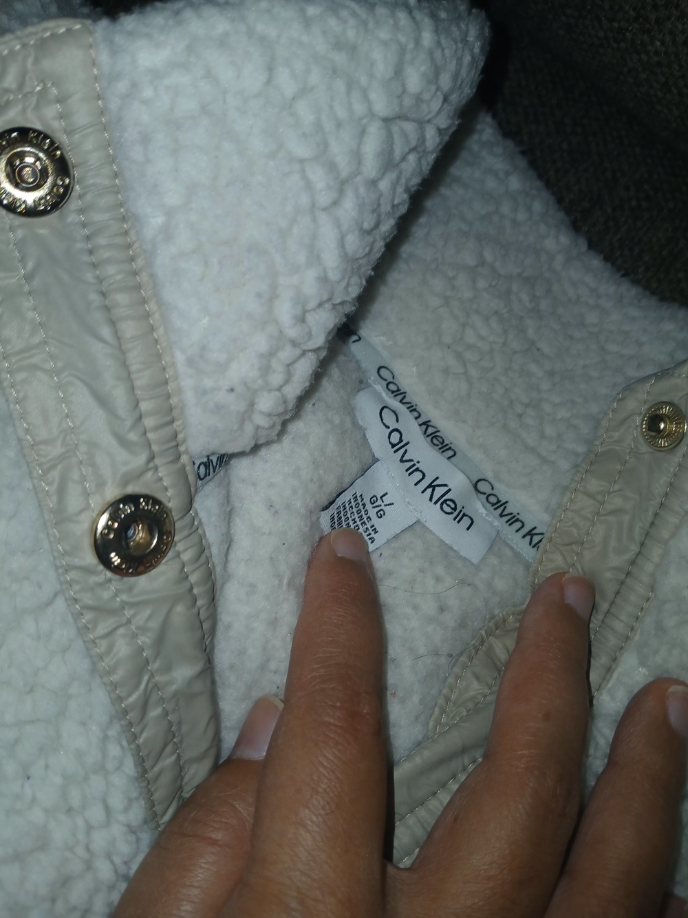 Calvin Klein Cream Sherpa-Lined Jacket